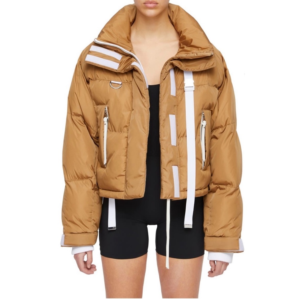 Shoreditch Ski Club Caramel Laurel Recycled Nylon Puffer Jacket Size Large